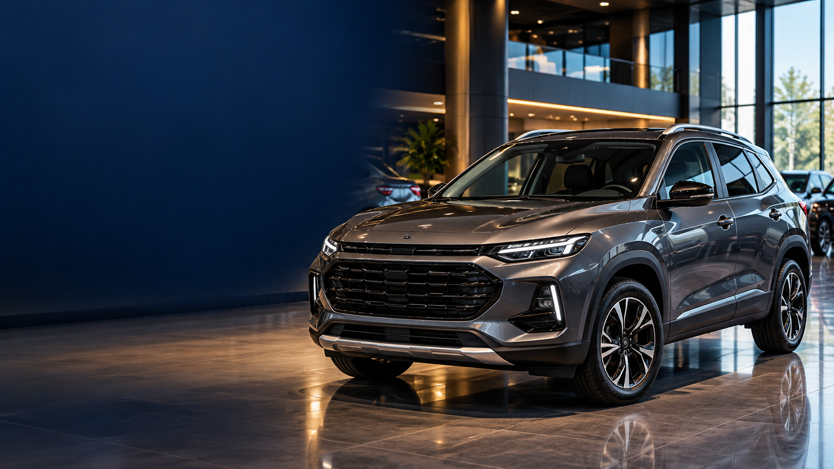 Imagem conceitual de SUV em um showroom; não representa modelo específico